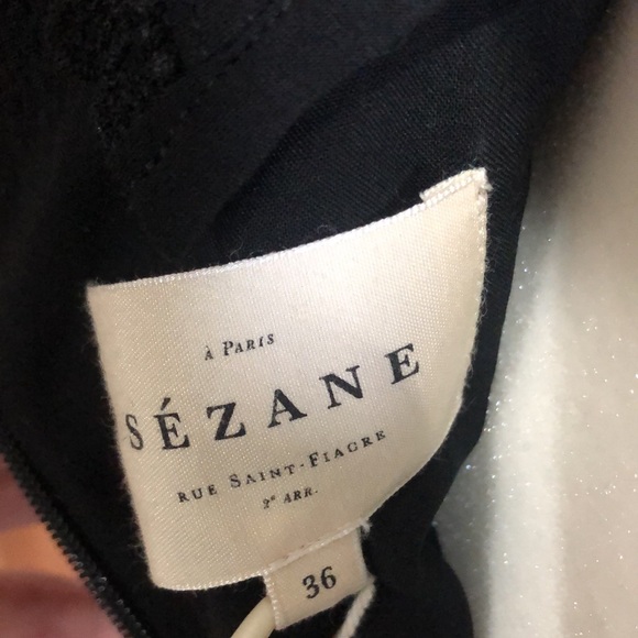 Sezane Robe Edna Black Crochet Strap Midi Dress - Picture 7 of 7